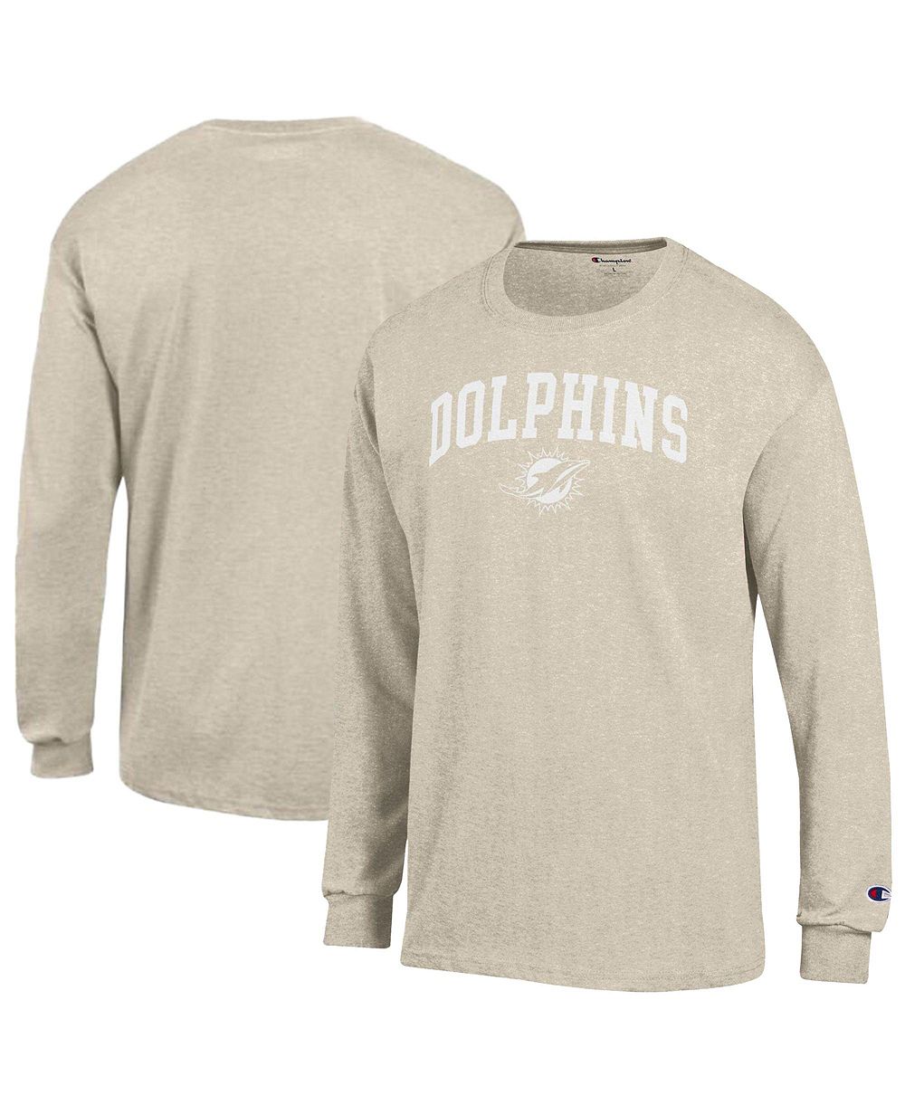 Мужская футболка Champion Miami Dolphins White Ink Jersey Long Sleeve, Heather Oatmeal
