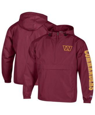 Champion Men's Burgundy Washington Commanders Packable Hooded Windbreaker Half-Zip Jacket