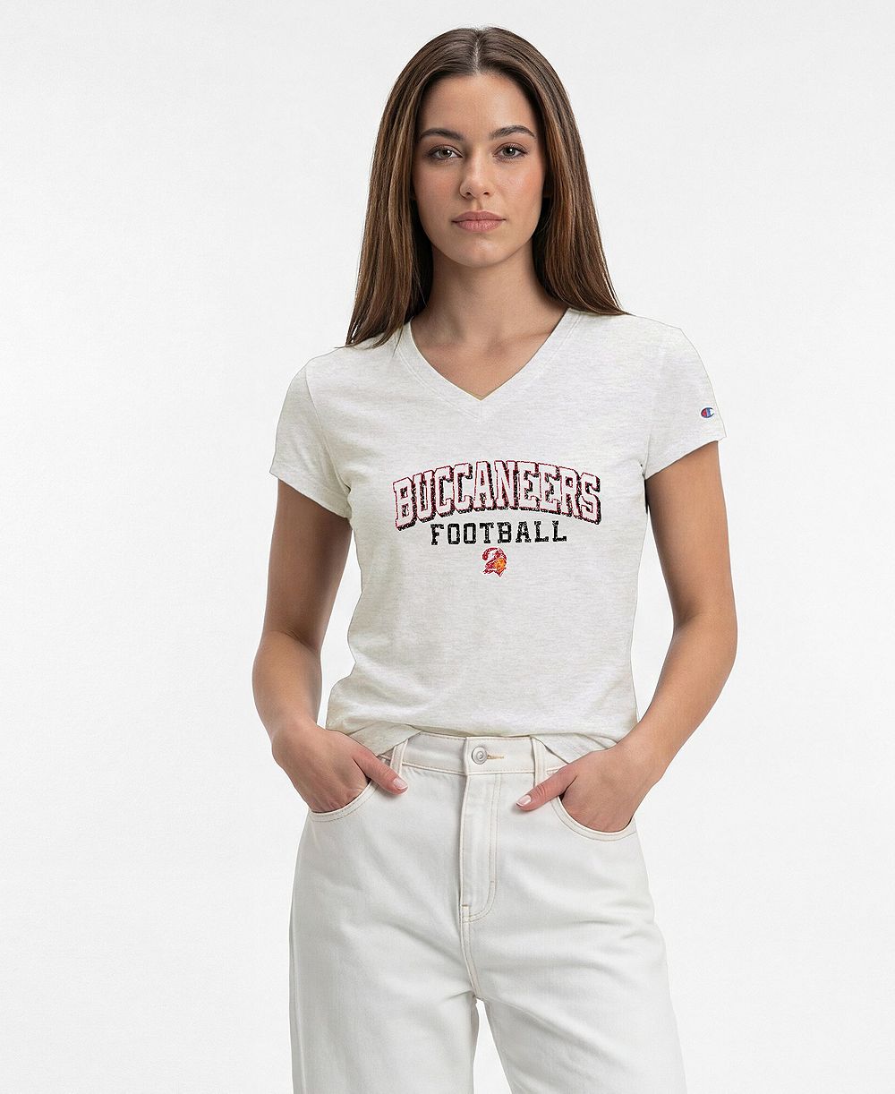 Champion женская футболка с V-образным вырезом и потертостями Tampa Bay Buccaneers Triumph Tri-Blend Distressed Screen Print