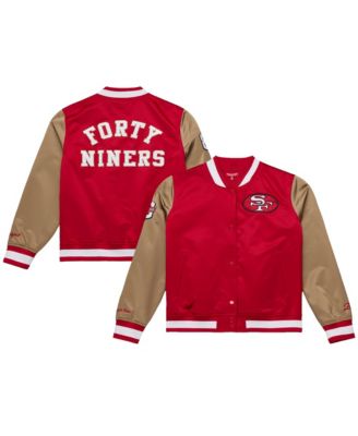 Mitchell & Ness Женская атласная куртка full-snap San Francisco 49ers 80th Anniversary Scarlet/Gold