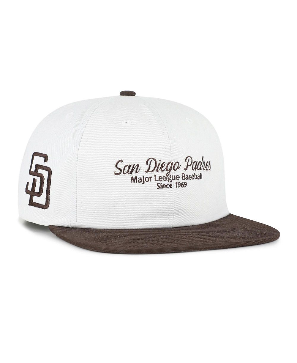 Мужская бейсболка '47 Brand San Diego Padres Script Stack Relaxed Captain Snapback белого и коричневого цветов