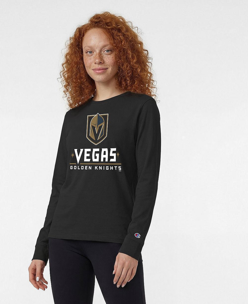 Champion женская футболка с длинным рукавом и круглым вырезом Vegas Golden Knights Wordmark Lockup
