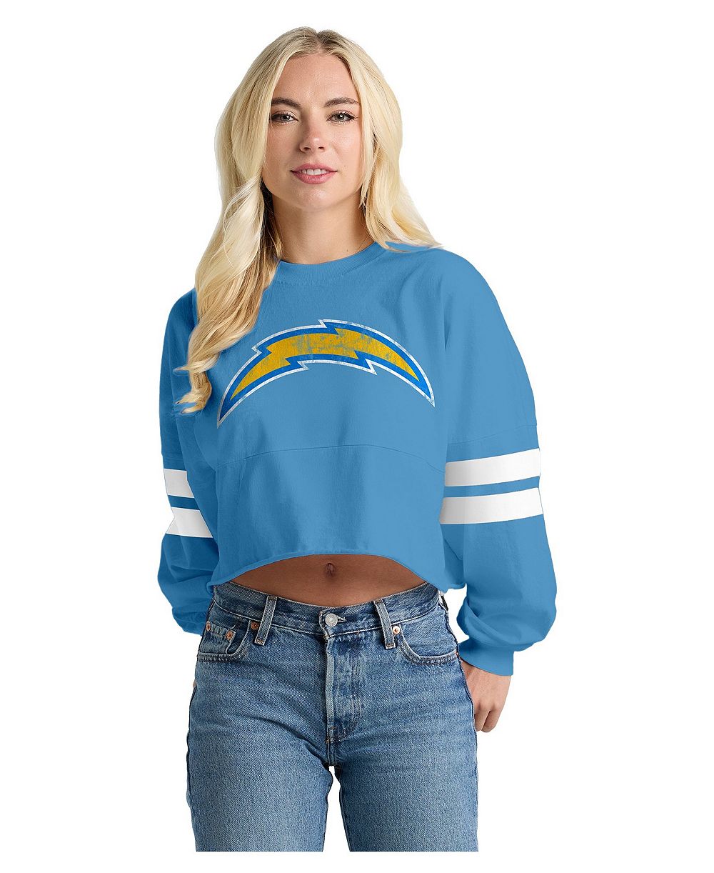 Женская футболка Spirit Jersey Los Angeles Chargers оверсайз, укороченная, с длинным рукавом
