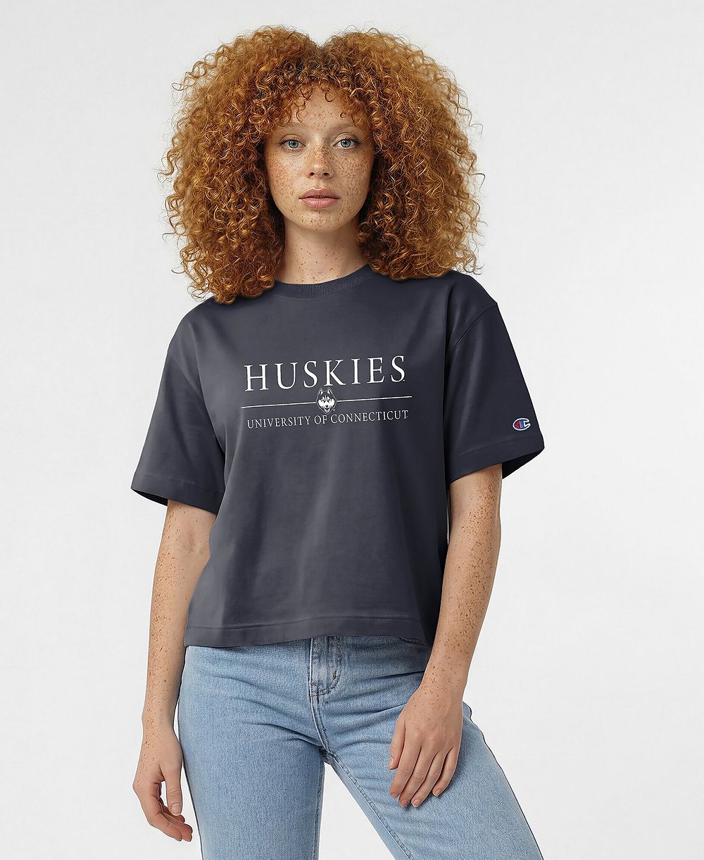 Champion женская укороченная футболка с надписью UConn Huskies