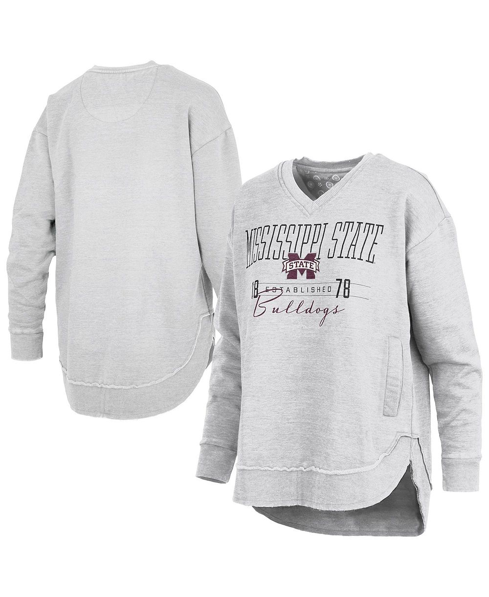 Pressbox Women's Mississippi State Bulldogs Marcus East Hall Poncho Graphic Fleece-Lined V-Neck Sweatshirt