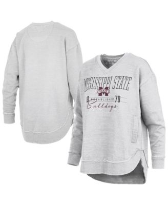 Pressbox Women's Mississippi State Bulldogs Marcus East Hall Poncho Graphic Fleece-Lined V-Neck Sweatshirt