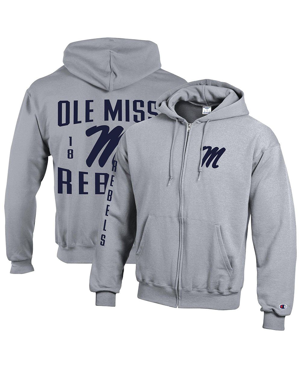 Champion мужская толстовка с капюшоном и полной молнией из флиса Powerblend, Ole Miss Rebels