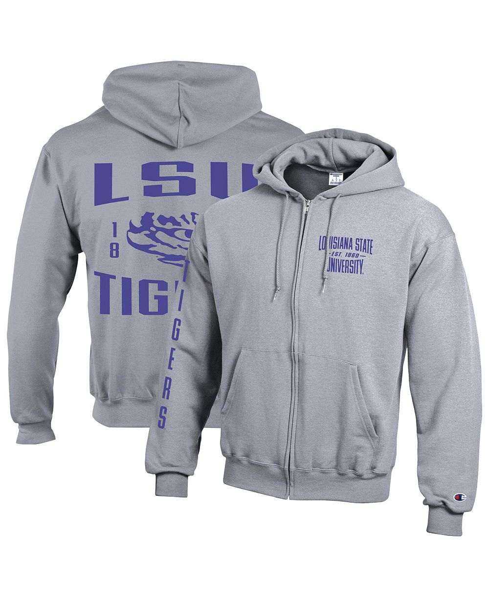 Мужская флисовая толстовка Champion LSU Tigers Varsity Powerblend с полной застежкой и графическим принтом
