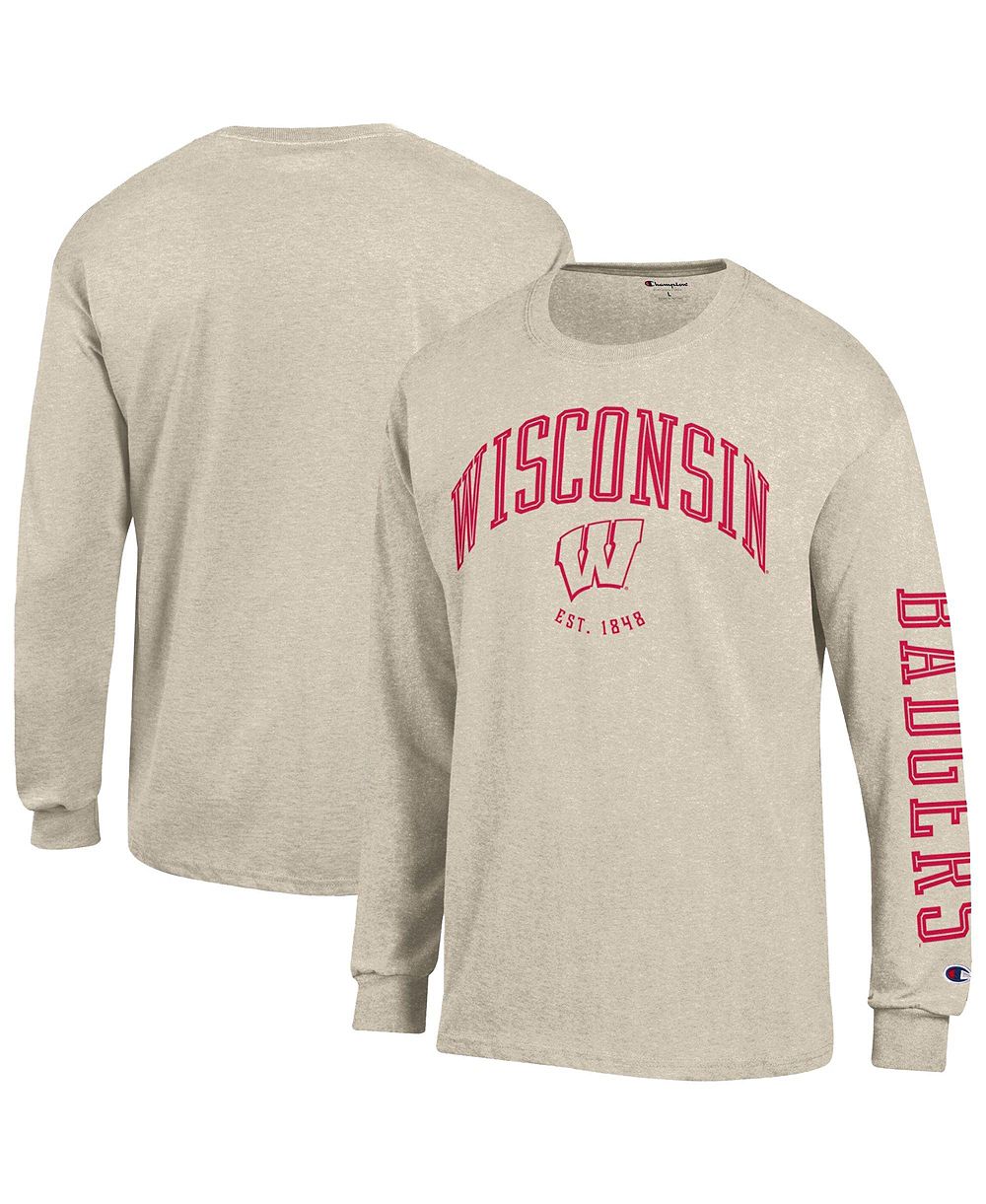 Мужская футболка Champion Wisconsin Badgers Neutral Arch Long-Sleeve Crewneck