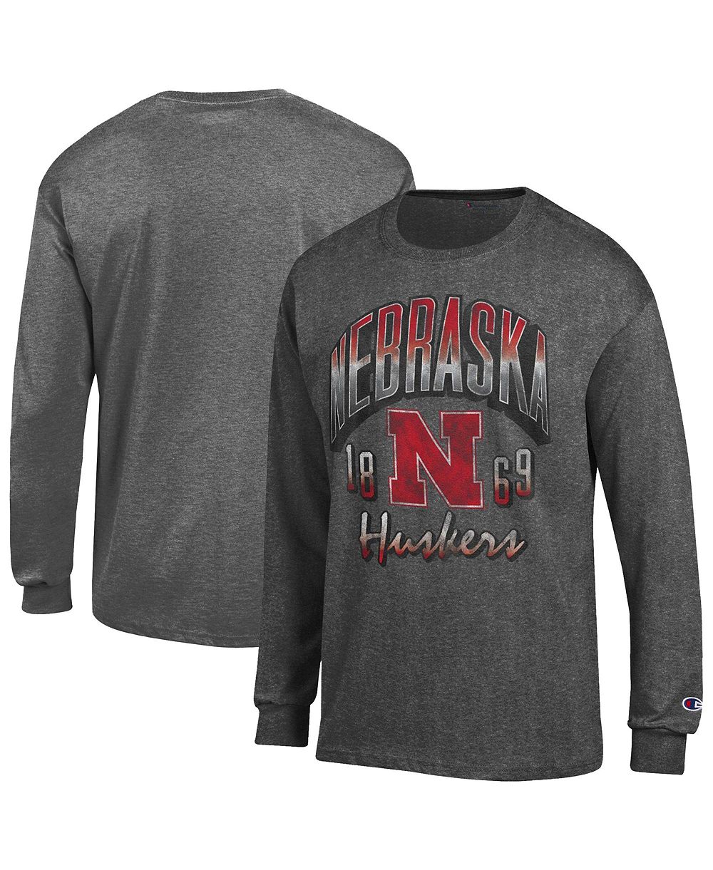 Champion Мужская футболка с длинным рукавом и графическим принтом Nebraska Huskers, Classic-Fit