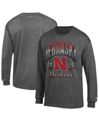 Champion Мужская футболка с длинным рукавом и графическим принтом Nebraska Huskers, Classic-Fit