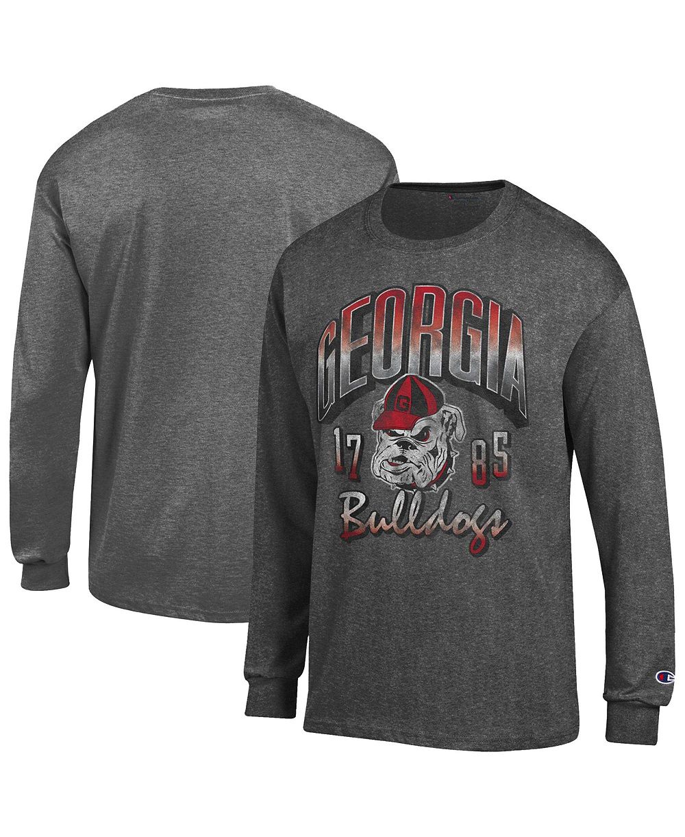 Мужская футболка Champion с длинным рукавом и круглым вырезом, с логотипом Georgia Bulldogs
