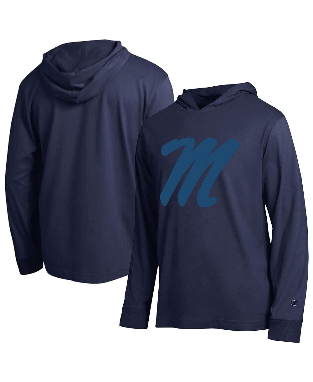 Мужская футболка Champion Navy Ole Miss Rebels Tonal All-Star с длинным рукавом и капюшоном