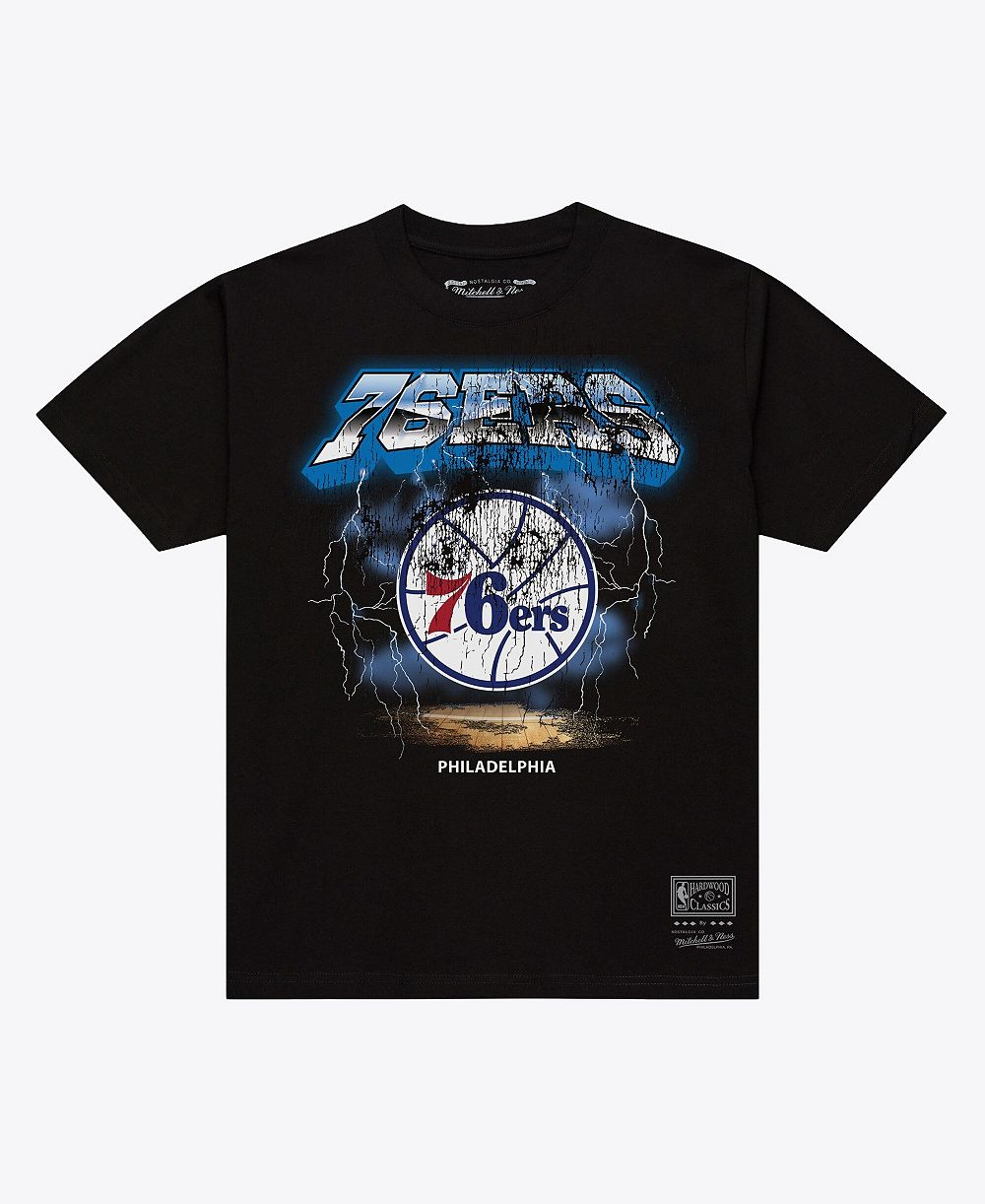 Mitchell & Ness мужская футболка с графическим принтом Lightning и эффектом потертости Philadelphia 76ers