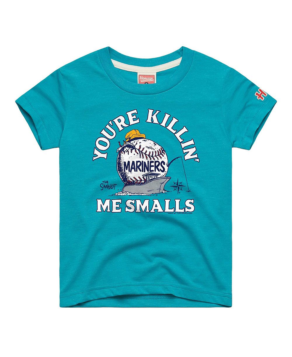 Детская футболка Homage из трикотажа с эффектом потертости, цвета Teal, с логотипом Seattle Mariners x The Sandlot, для малышей