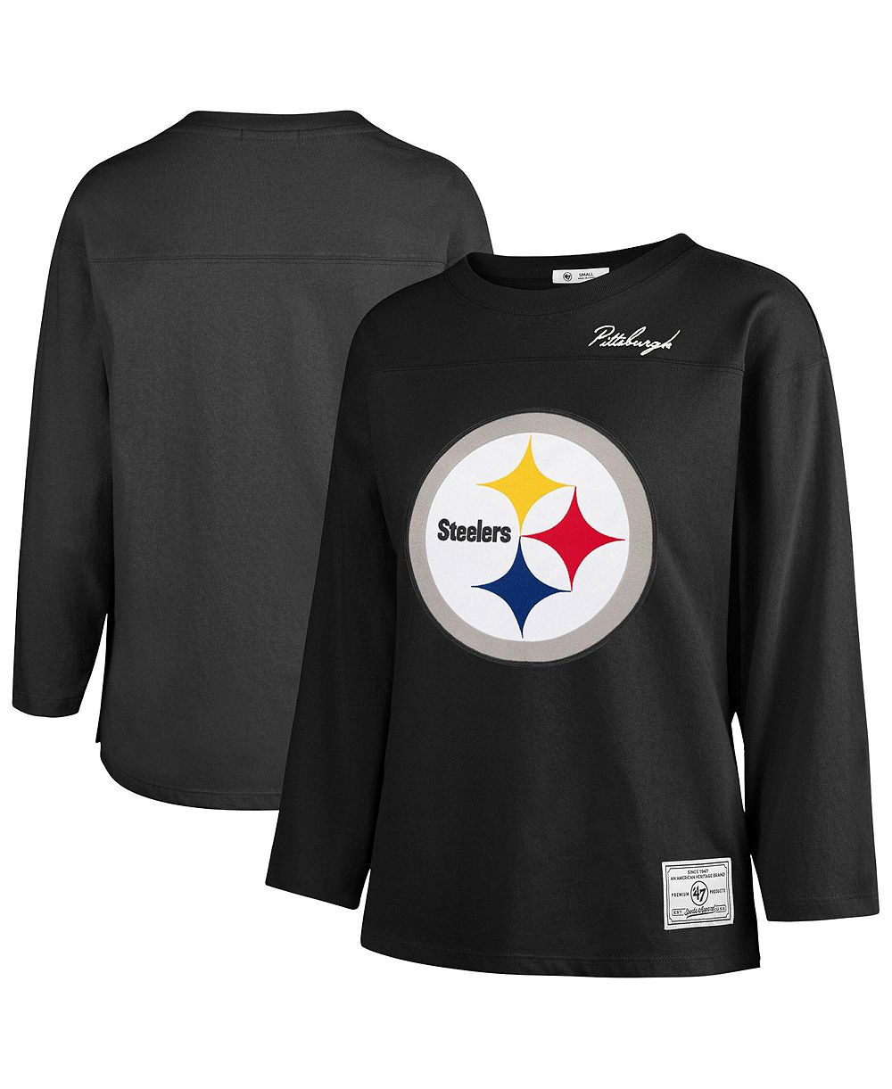 '47 Brand Женская хлопковая футболка Pittsburgh Steelers Game Nod Timeless Long-Sleeve
