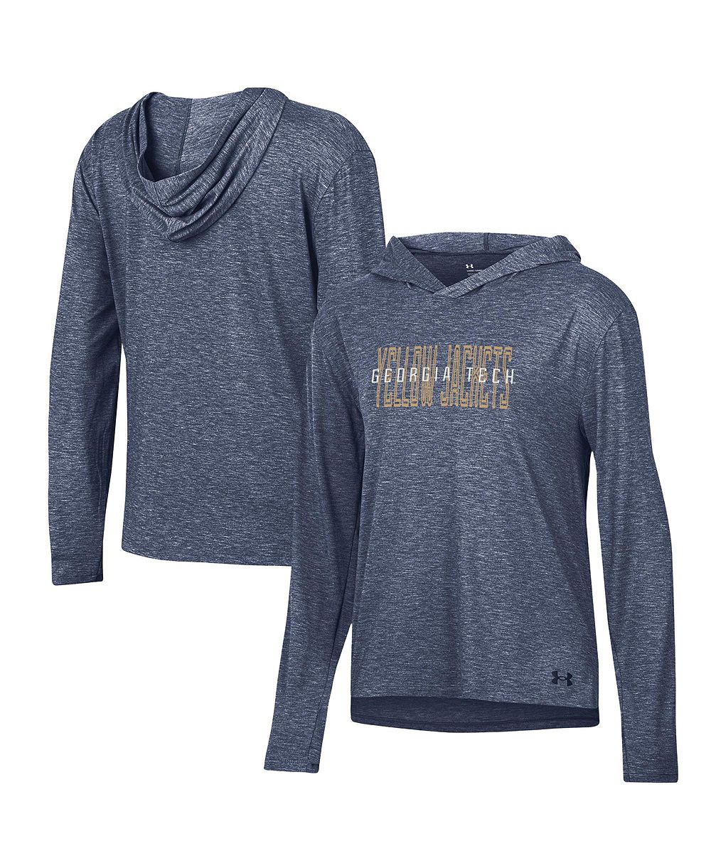 Under Armour Women's Navy Georgia Tech Yellow Jackets Breezy Long Sleeve Hooded Tri-Blend T-Shirt