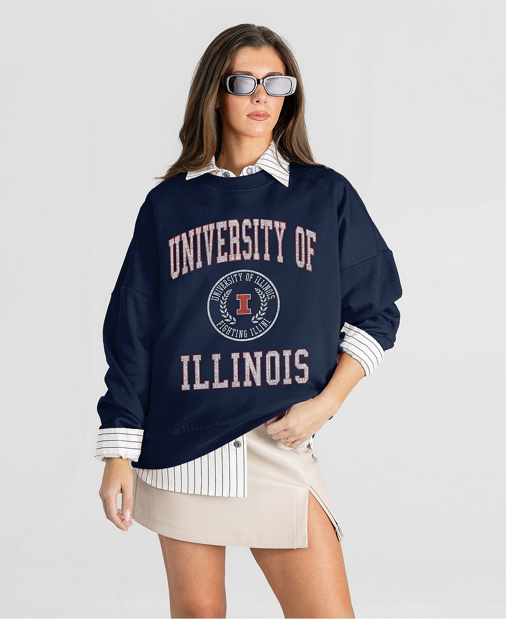 Gameday Couture Женская оверсайз толстовка Illinois Fighting Illini Prime Play с круглым вырезом