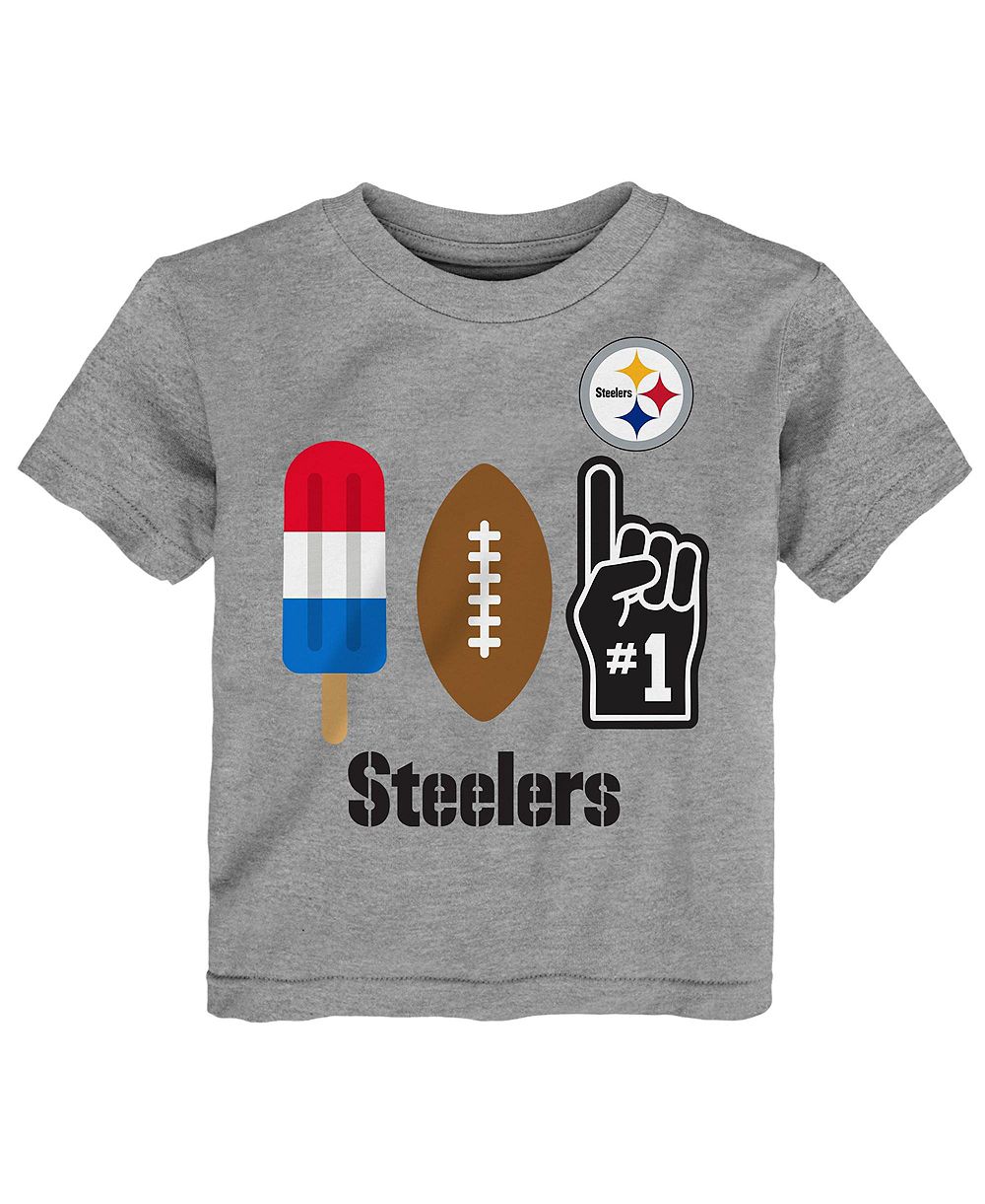 Детская футболка NFL для малышей цвета меланж с принтом Pittsburgh Steelers в американском стиле