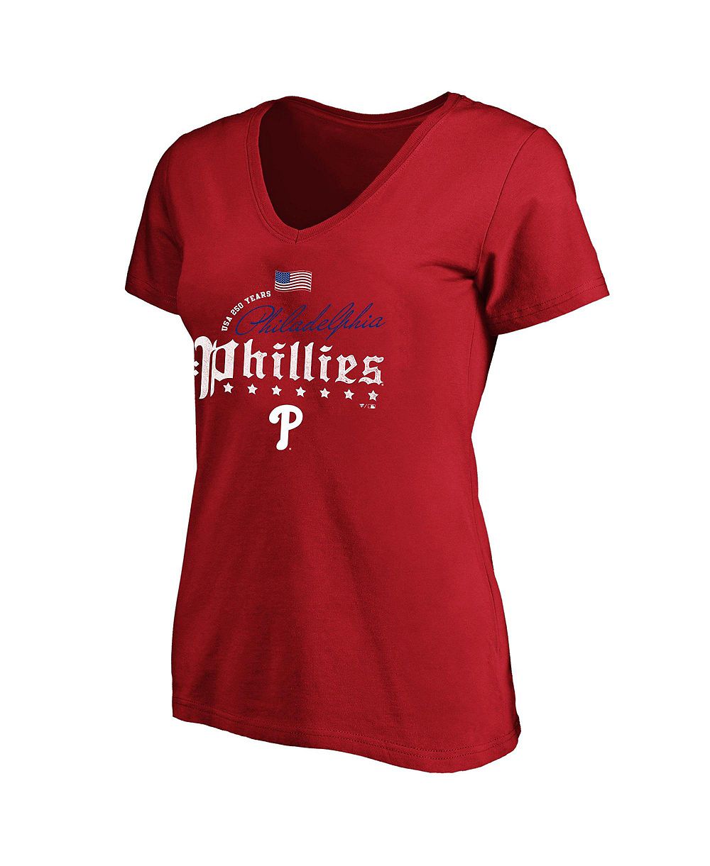 Fanatics мужская футболка с V-образным вырезом и коротким рукавом USA 250 Years с логотипом Philadelphia Phillies, размер Plus