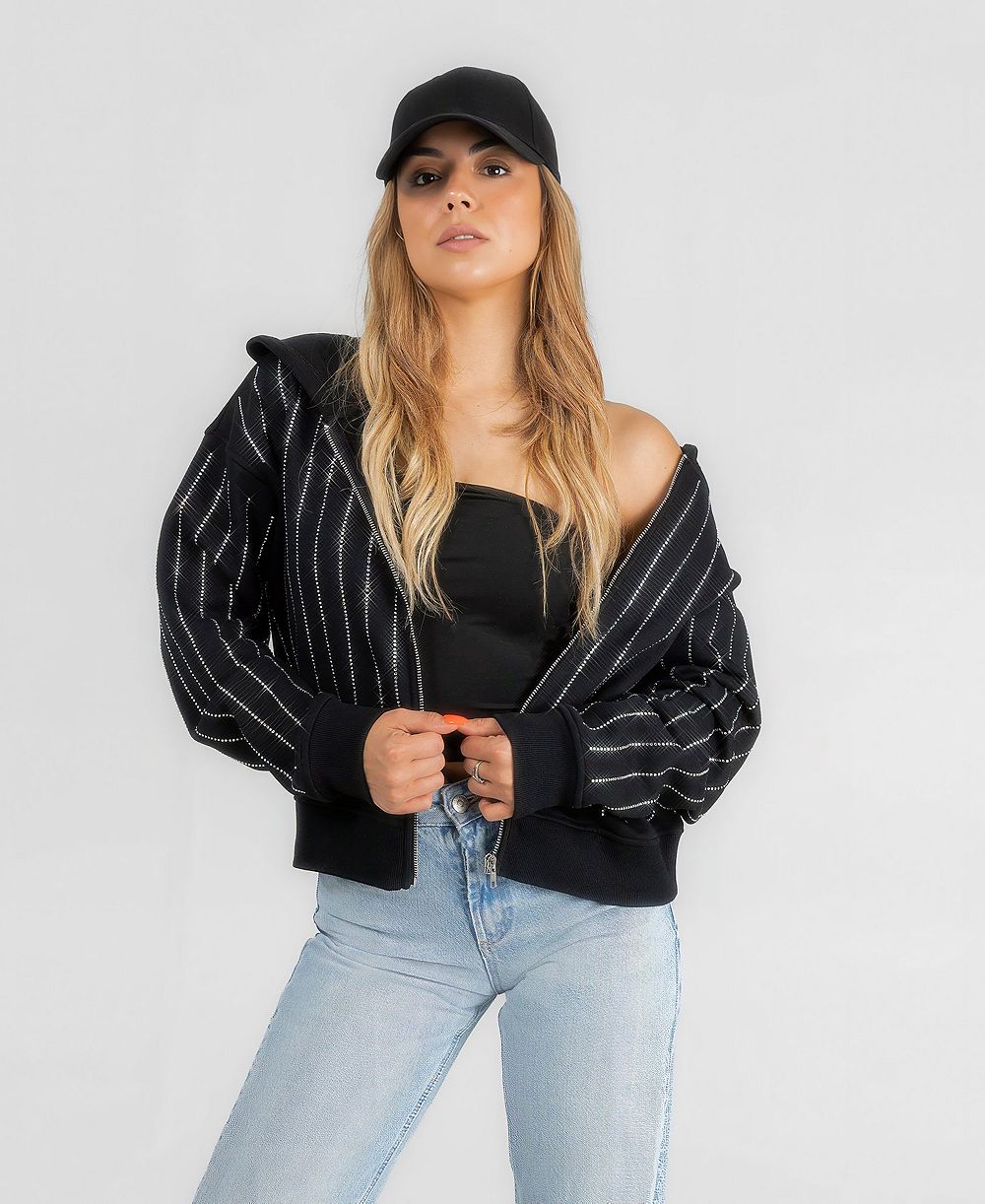 Худи Gameday Couture Women's Dallas Cowboys Eyes on the Prize Full-Zip Cropped Pinstripe Rhinestone