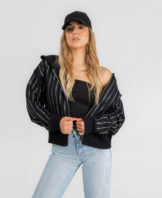 Gameday Couture Women's Buffalo Bills Eyes on the Prize Full-Zip Cropped Dropped-Shoulder Hoodie