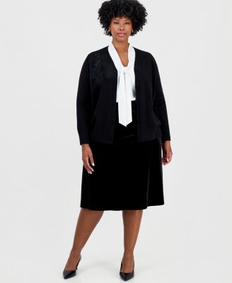 Kasper Plus Size Velvet Midi Skirt