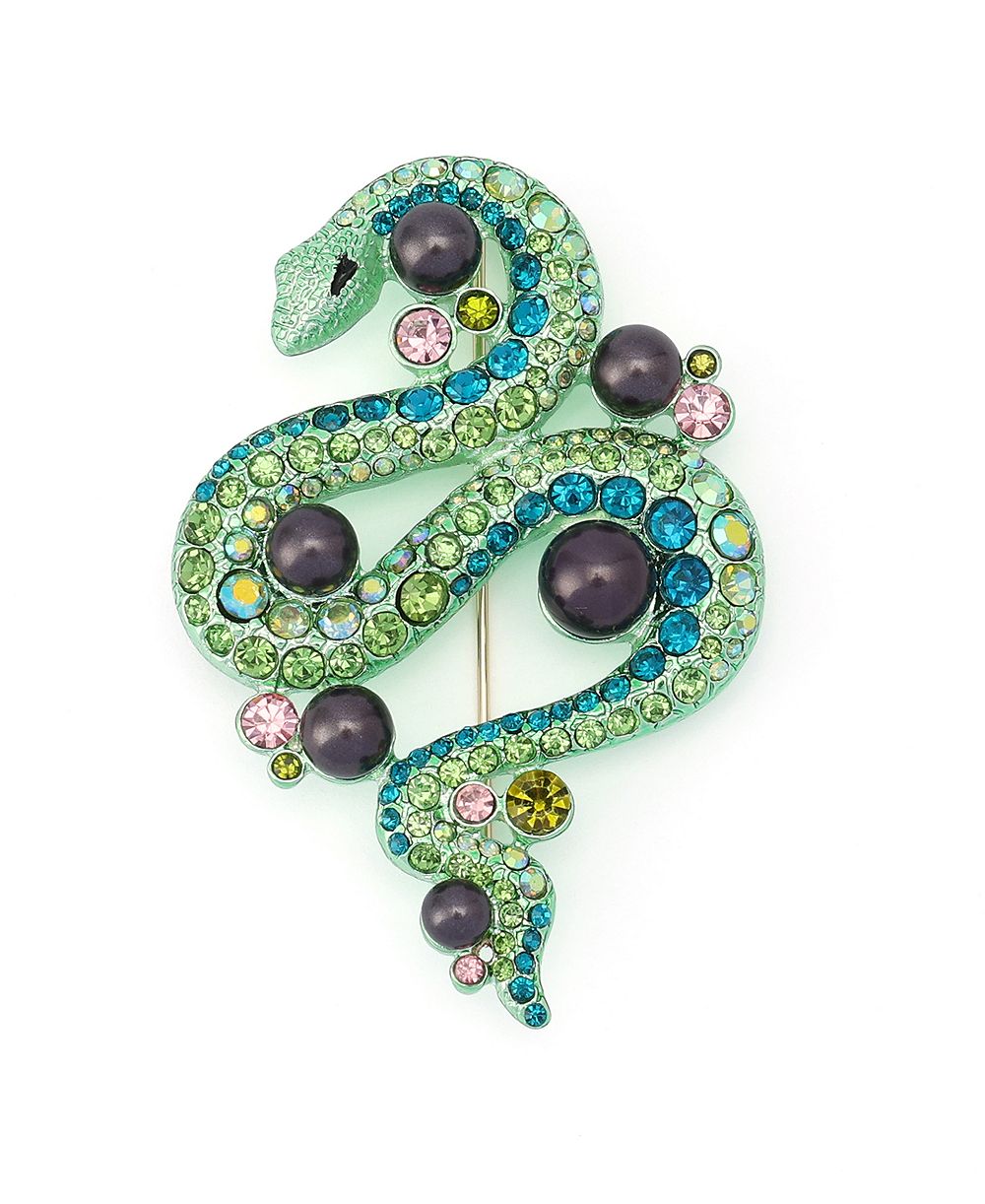 Betsey Johnson Faux-Stone Pavé Snake Brooch