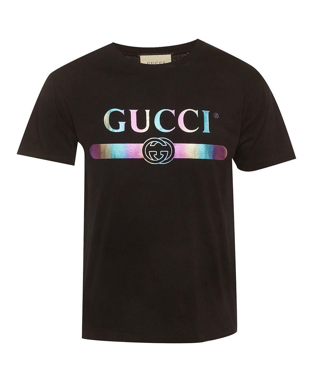 Б/у женская футболка Gucci из хлопка с радужным логотипом