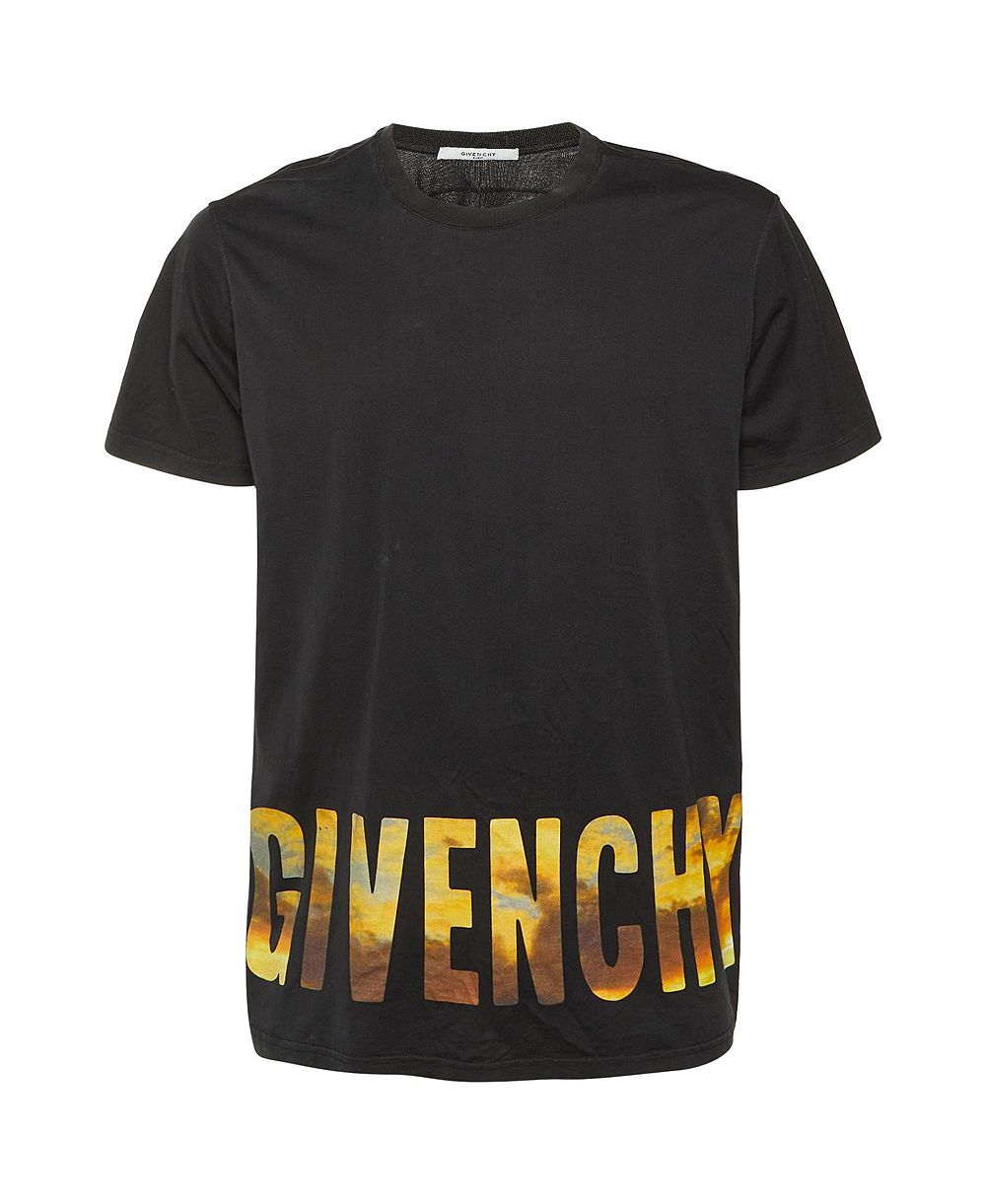 Женская футболка Pre-Owned Givenchy увеличенного размера с графическим принтом «Закат» и логотипом