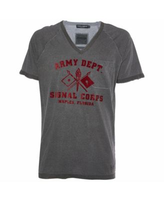 Pre-Owned Dolce & Gabbana Women's Distressed Signal Corps Graphic V-Neck T-Shirt