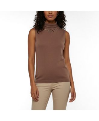 Pre-Owned Dolce & Gabbana Women's Stud-Embellished Sleeveless Turtleneck Top