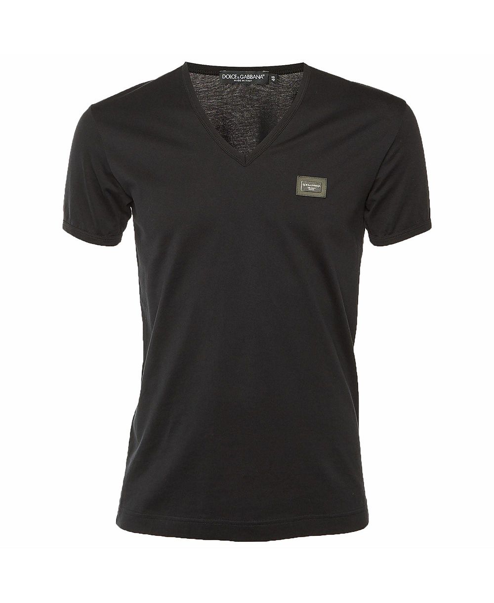 Pre-Owned Dolce & Gabbana Women's V-Neck Logo Patch T-Shirt