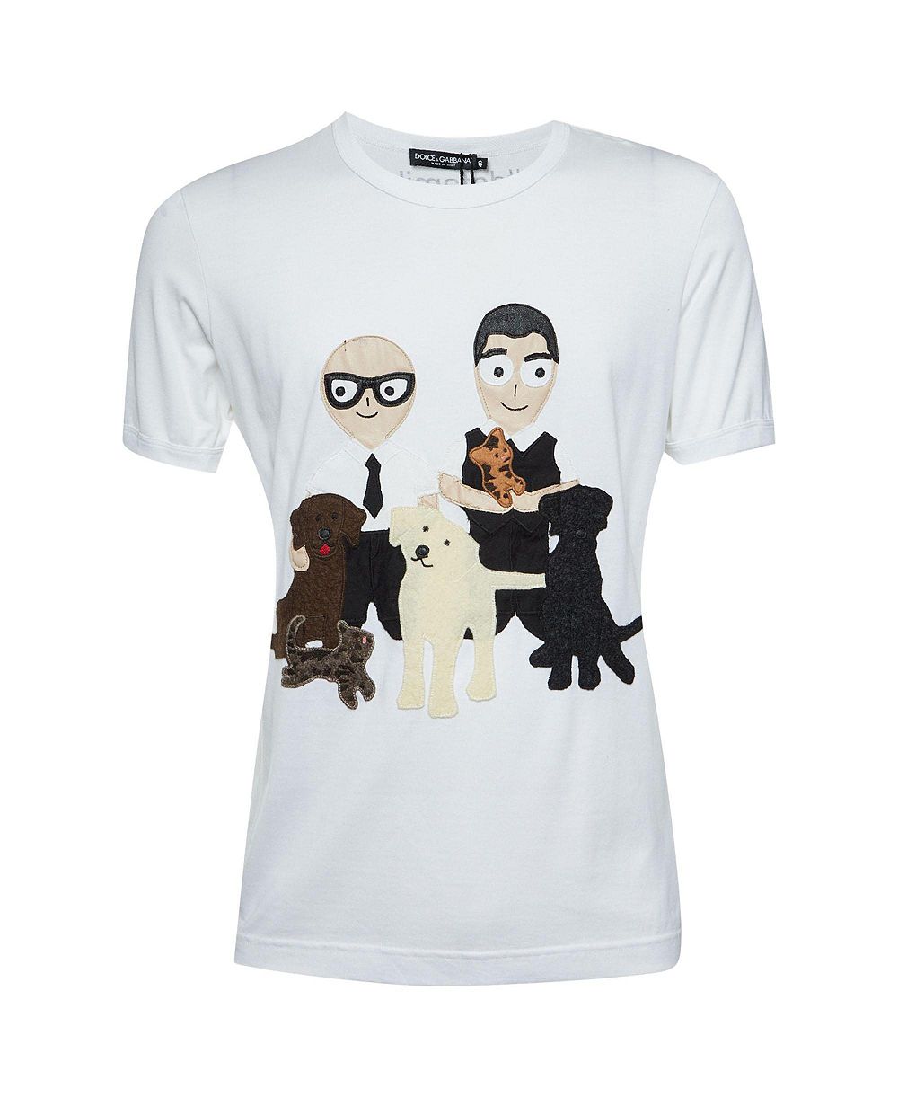 Pre-Owned Dolce & Gabbana женская хлопковая футболка с аппликацией DG Family