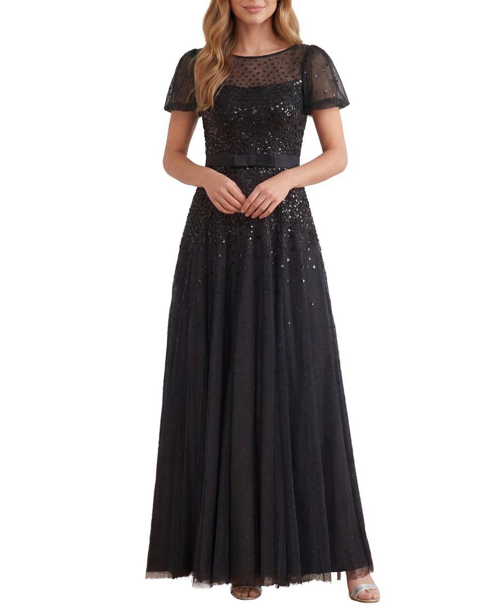 Needle & Thread Женское вечернее платье Sequin Cascade Bow Short-Sleeve