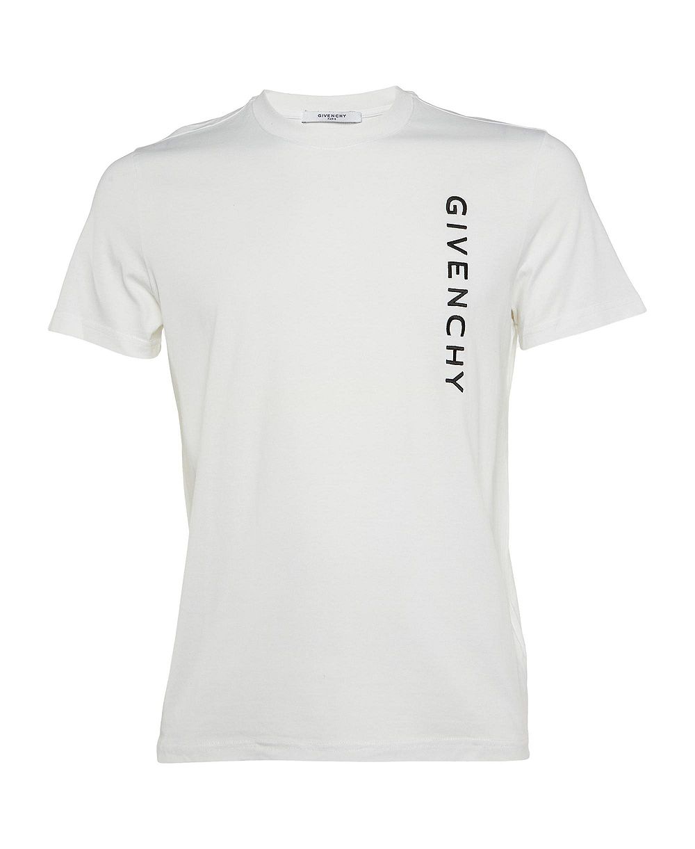 Б/у женская футболка Givenchy из хлопка с вертикальным вышитым логотипом