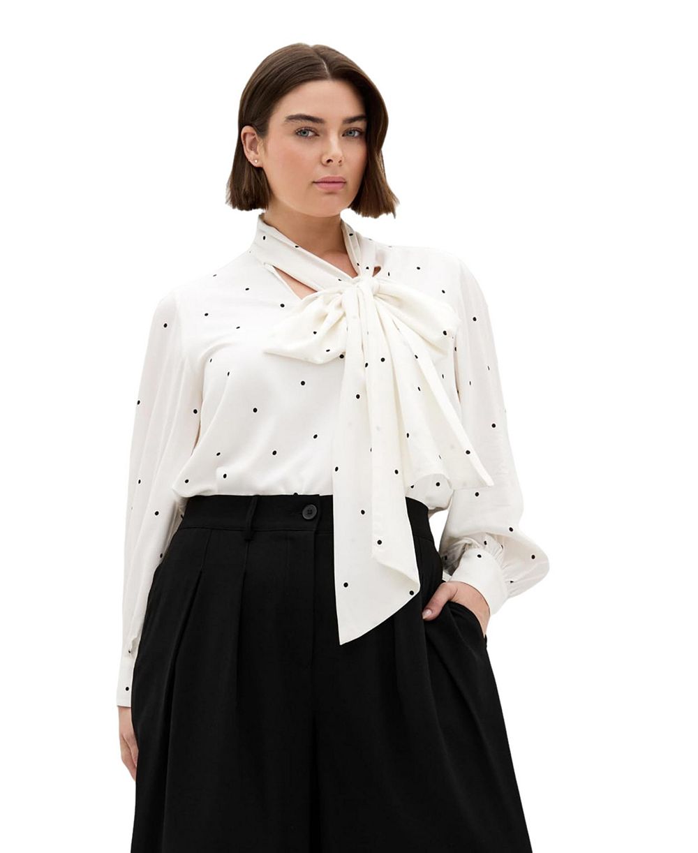 CITY CHIC Plus Size Kensie Long-Sleeve Tie Neck Blouse