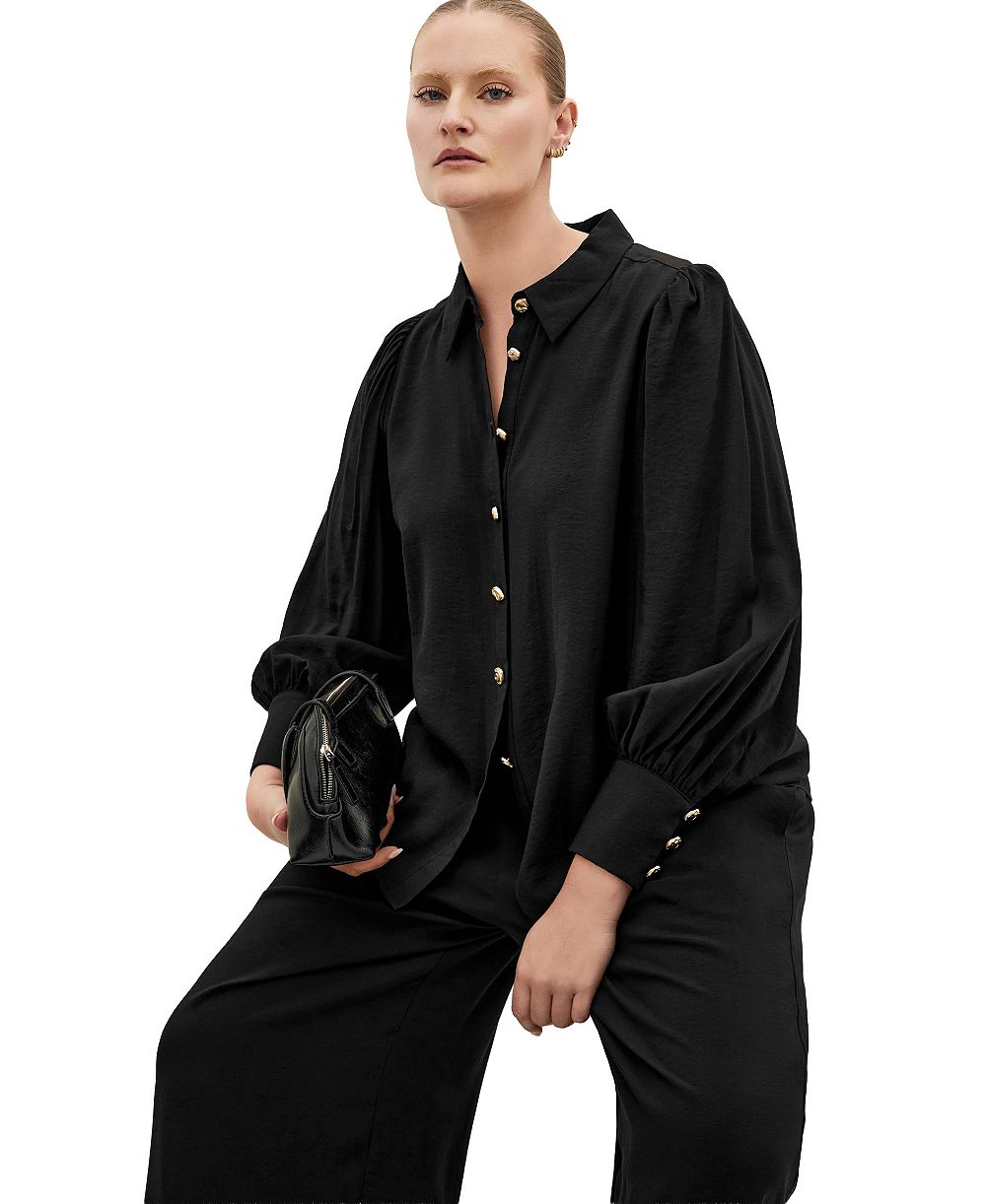 CITY CHIC блузка с длинным рукавом, воротником и пуговицами большого размера Alana