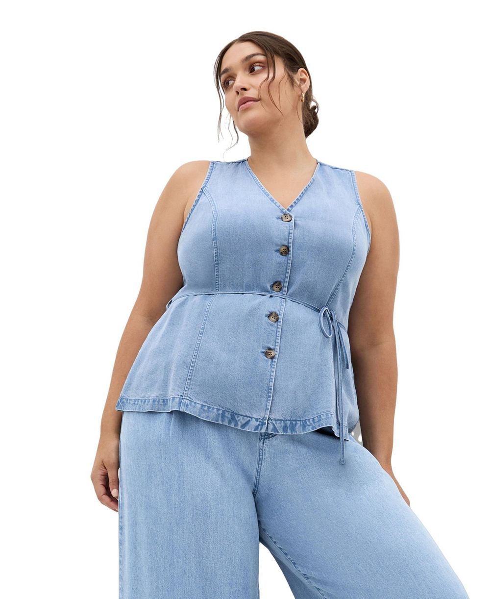 Женский жилет из мягкого денима CITY CHIC Plus Size Evani