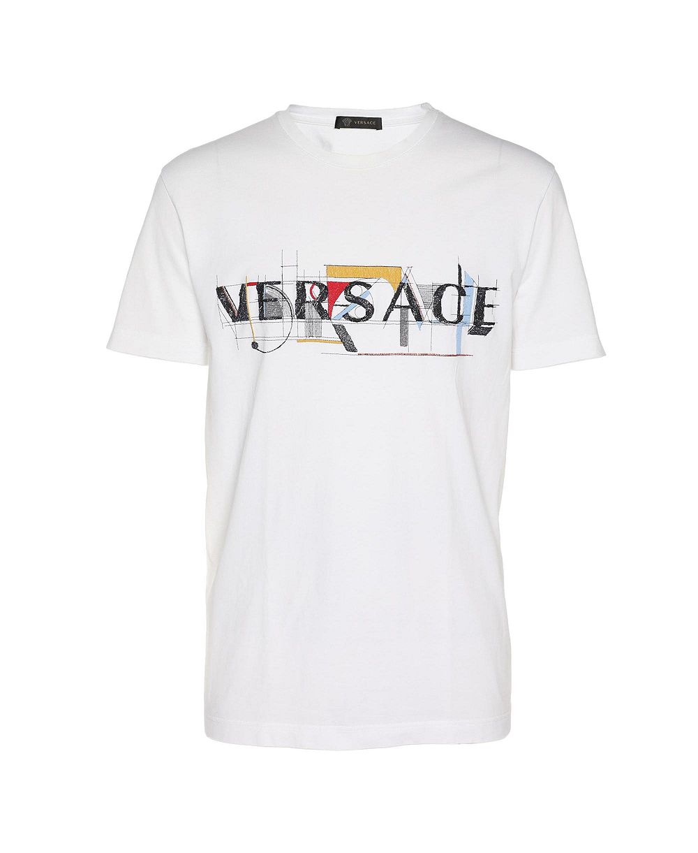 Pre-Owned Versace Women's Embroidered Logo Graphic Jersey T-Shirt