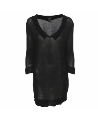Pre-Owned Fendi Women's Sheer Knit Collared V-Neck Top