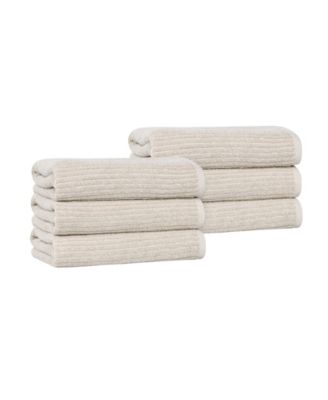 Superior Destin Viscose Blend Absorbent Quick Dry Solid Ribbed Design 6-Piece Hand Towel Set