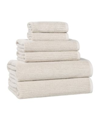 Superior Destin Viscose Blend Absorbent Quick Dry Solid Ribbed Design 6-Piece Towel Set