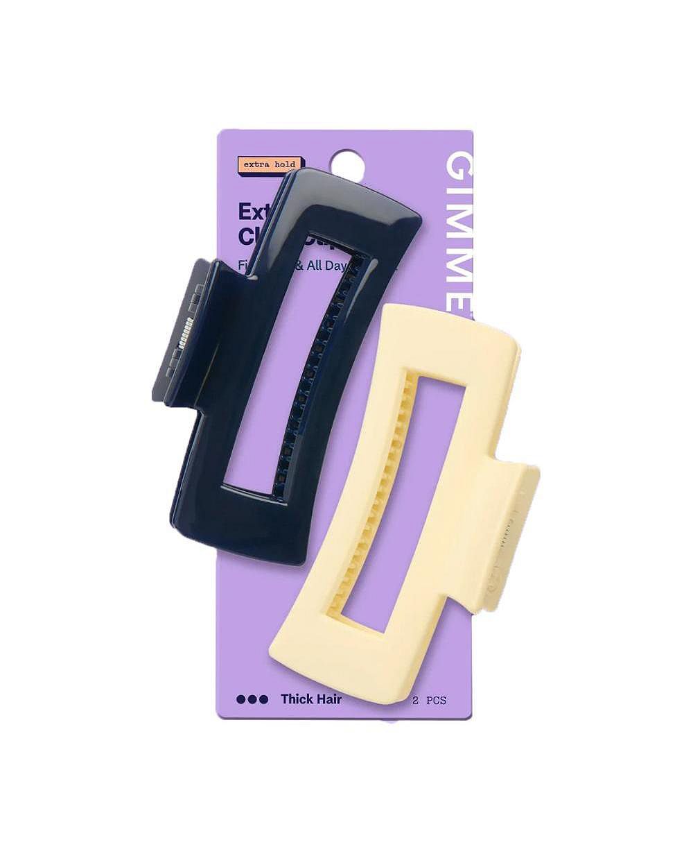 Набор из 2 зажимов для волос Gimme Beauty Rectangle Extra Grip Claw Clip Double Teeth, идеально подходит для густых волос