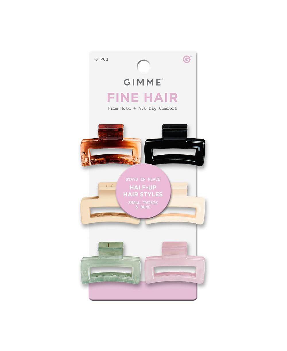 Мини-зажимы Gimme Beauty Fine Hair прямоугольной формы для тонких волос, дизайнерские нескользящие аксессуары, упаковка 6 штук