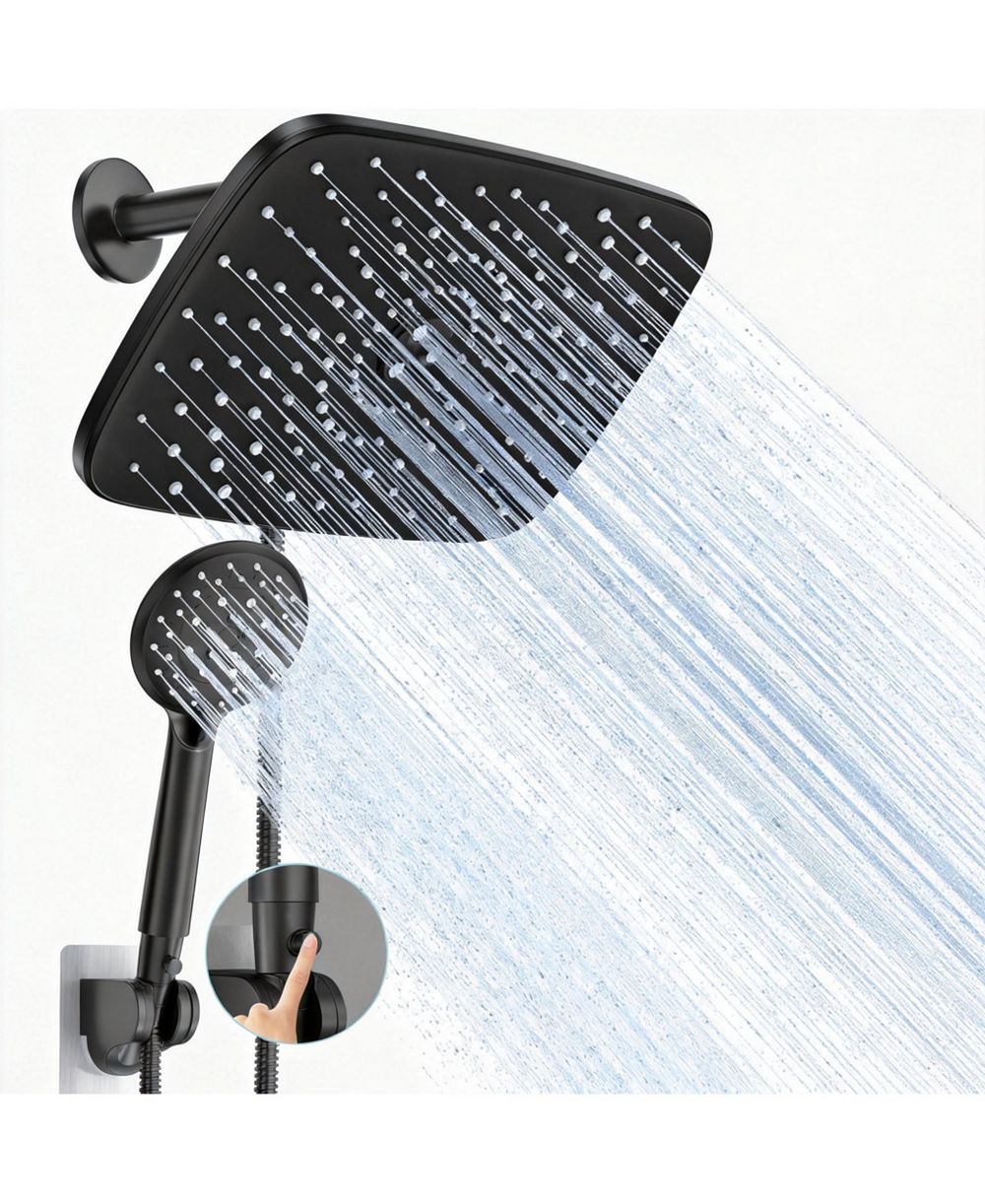 CYQBD душевая лейка Rain Shower Head ручная с двойным режимом, 11,8 дюйма, 5 режимов, с шлангом