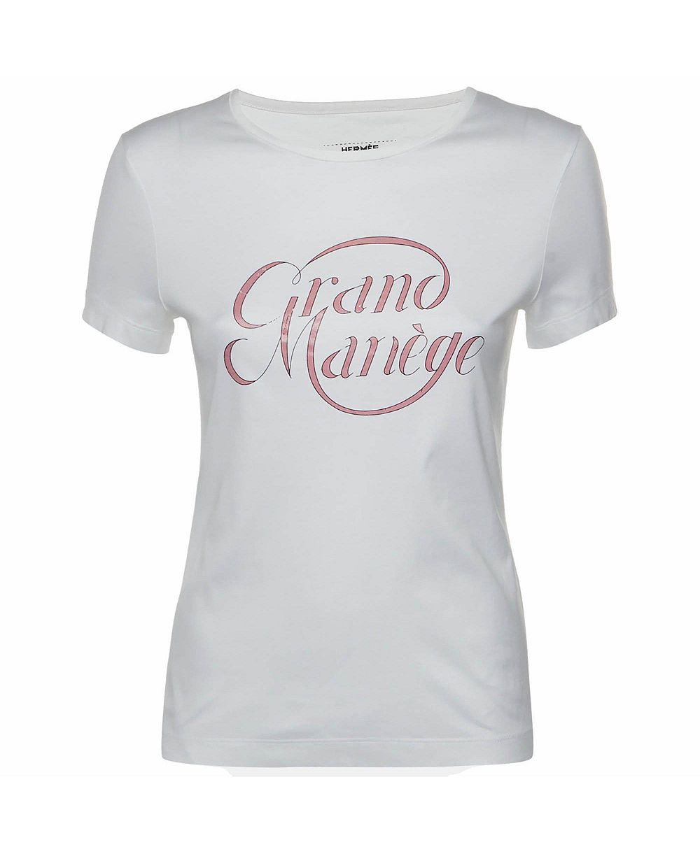 Pre-Owned HERMES Women's Grand Manandegravege Print Cotton Knit Crewneck T-Shirt