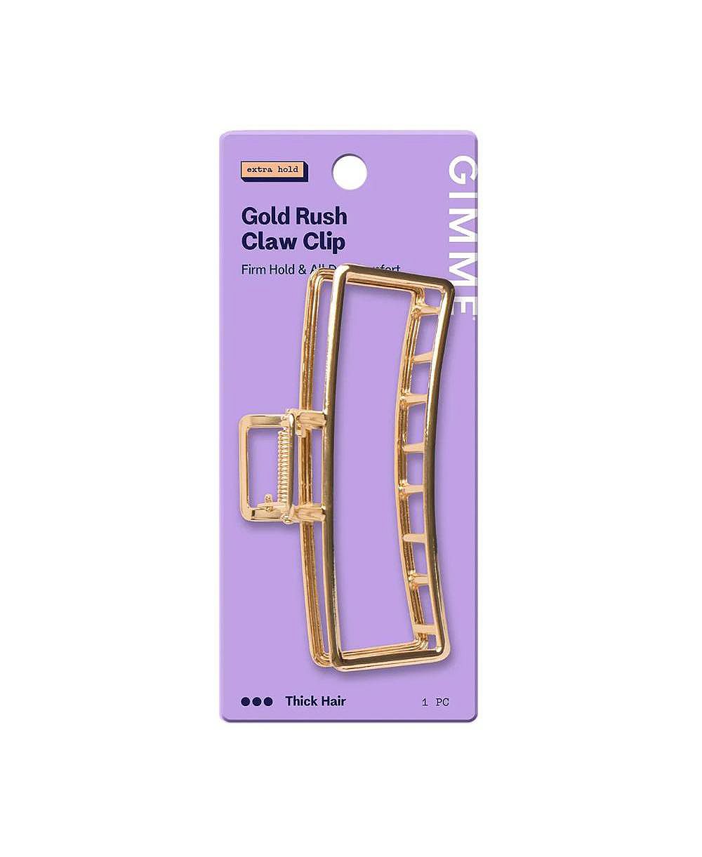 Gimme Beauty Gold Rush Claw Clip Metal, Rectangle Clip for Long, Thick and Curly Hair Comfortable and Fashionable