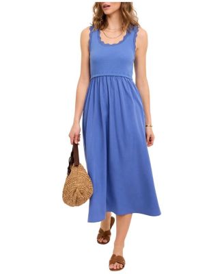 Mint Velvet Женское миди-платье с коротким рукавом и отделкой scalloped