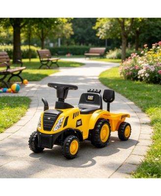 SEVORLEY Toddler Foot-to-Floor Ride-On Tractor with Working Shovel and Detachable Trailer, Ages 18-36 Months